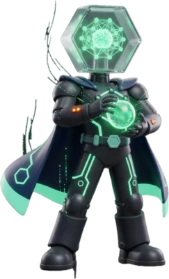 AI platform hero with a glowing neural-network core